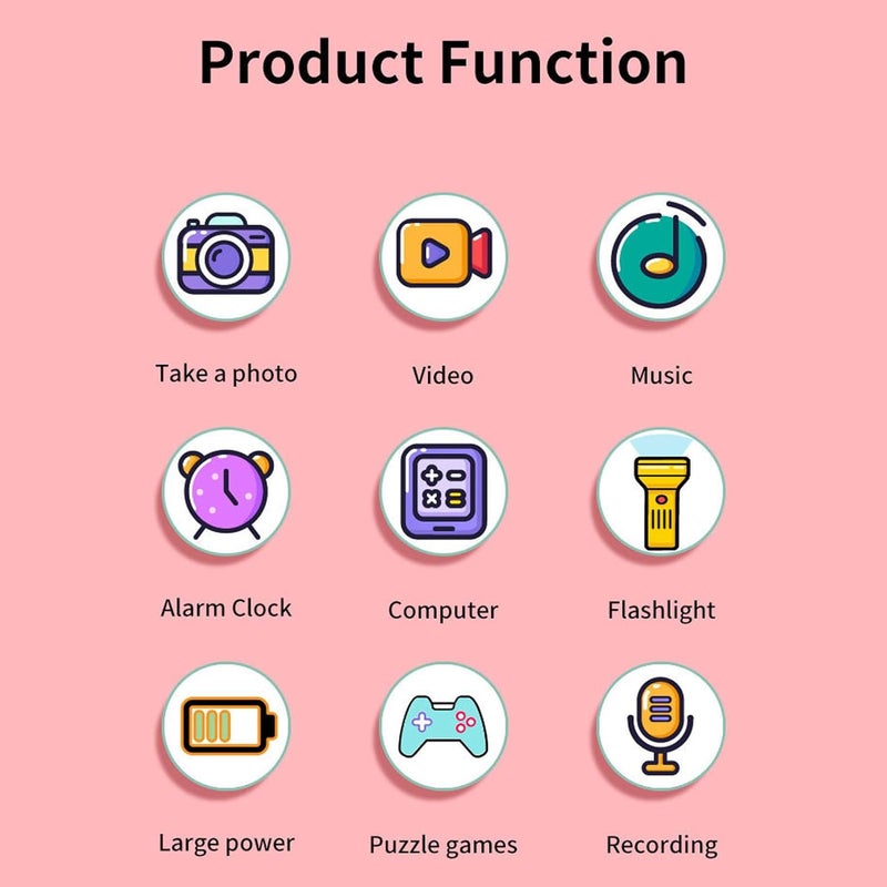 Sanpyl Kids Camera Digital Camera for 3-8 Year Old Girls Boys, 1080P Music Player Puzzle Games Children Phone with Selfie Camera (Pink) - Image 3